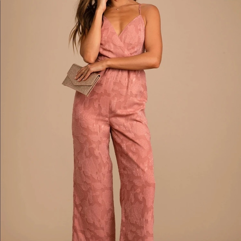 Lulus dusty rose floral jumpsuit